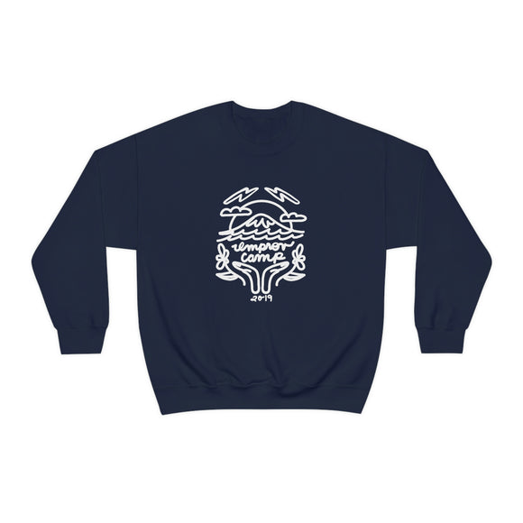 Unisex Crewneck Sweater - Improv Camp 2019 Mountain Design White
