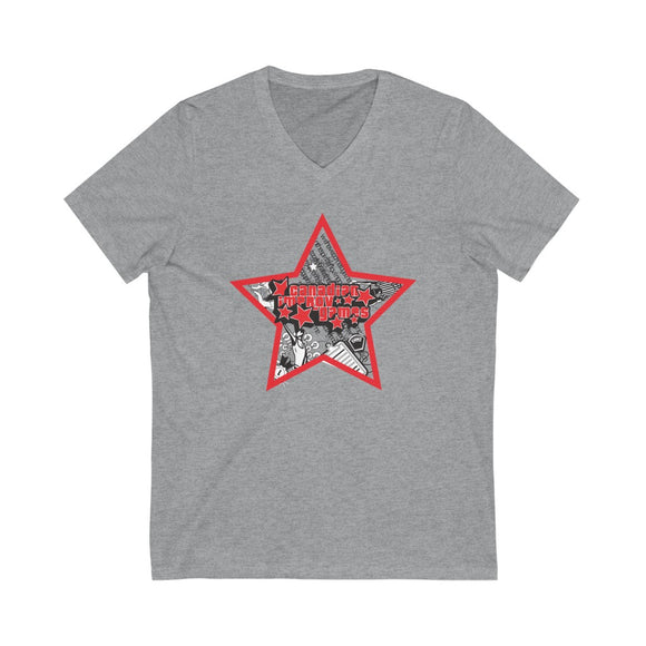 Unisex Short Sleeve V-Neck Tee - Star Logo